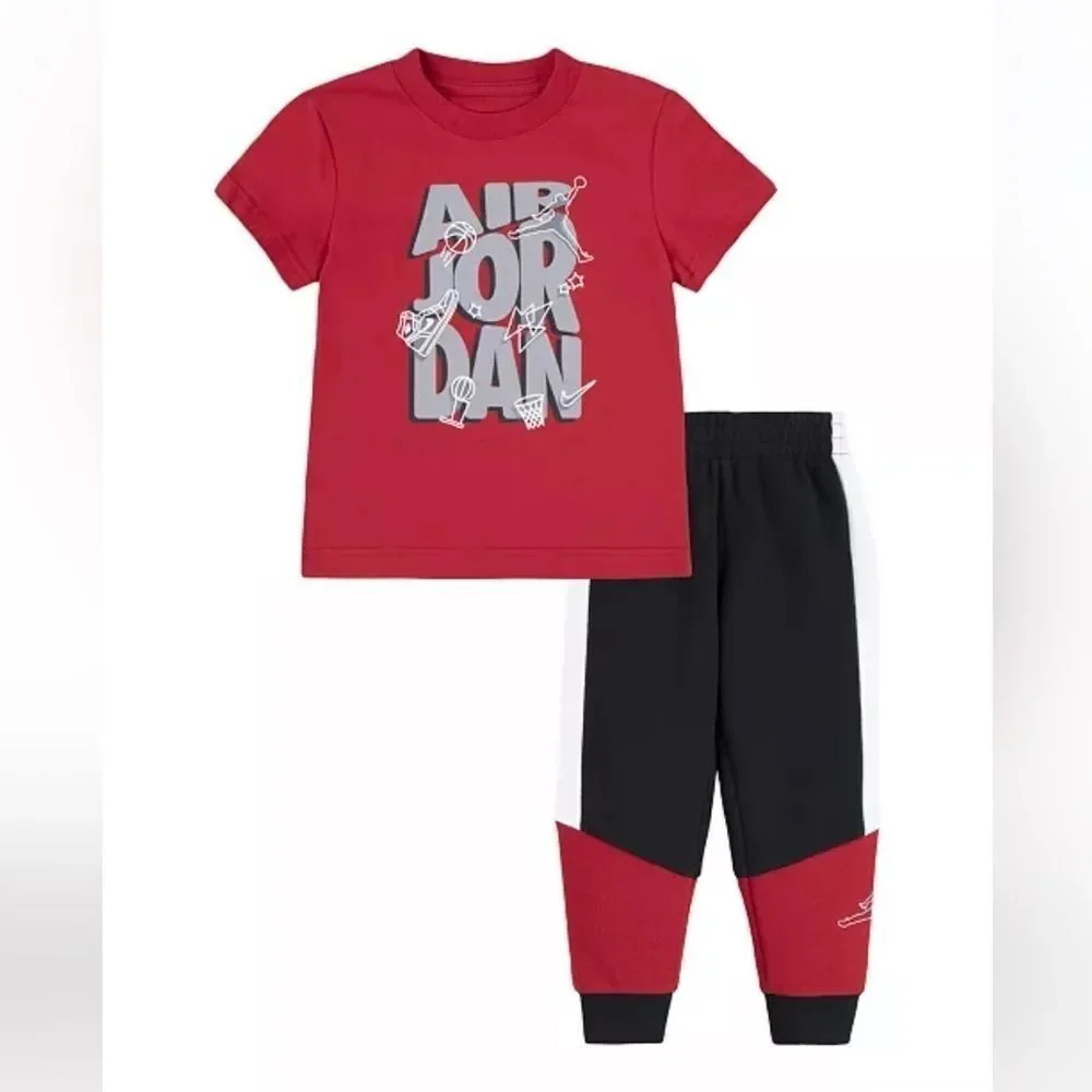 Jordan Little Boys Playground Fleece T-shirt and Pants Set joggers 4